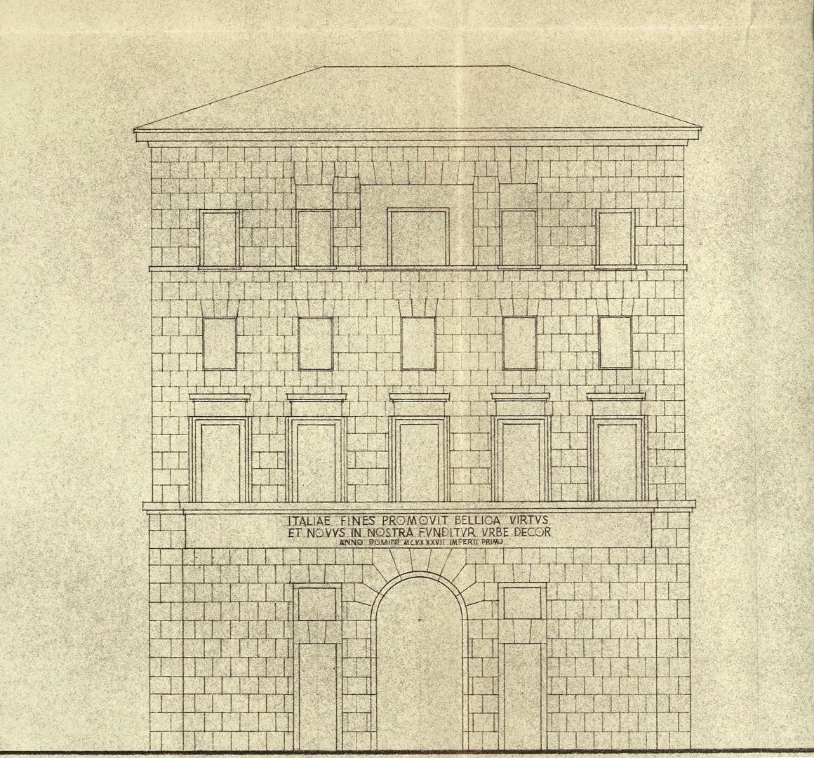 Particolare di prospetto non realizzato del palazzo di corso del Rinascimento (1940 ca.)