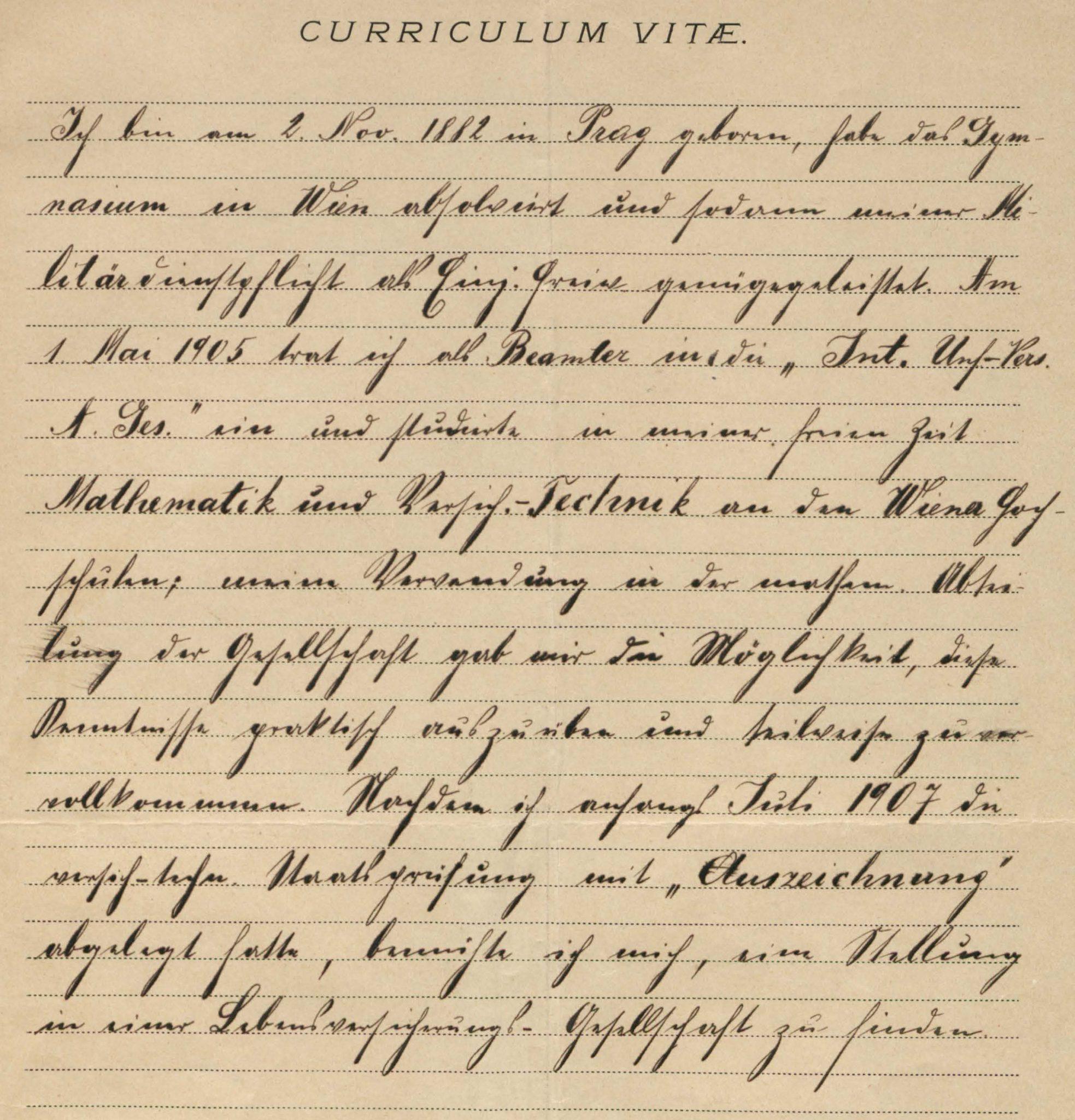 Richiesta di impiego Perutz - particolare