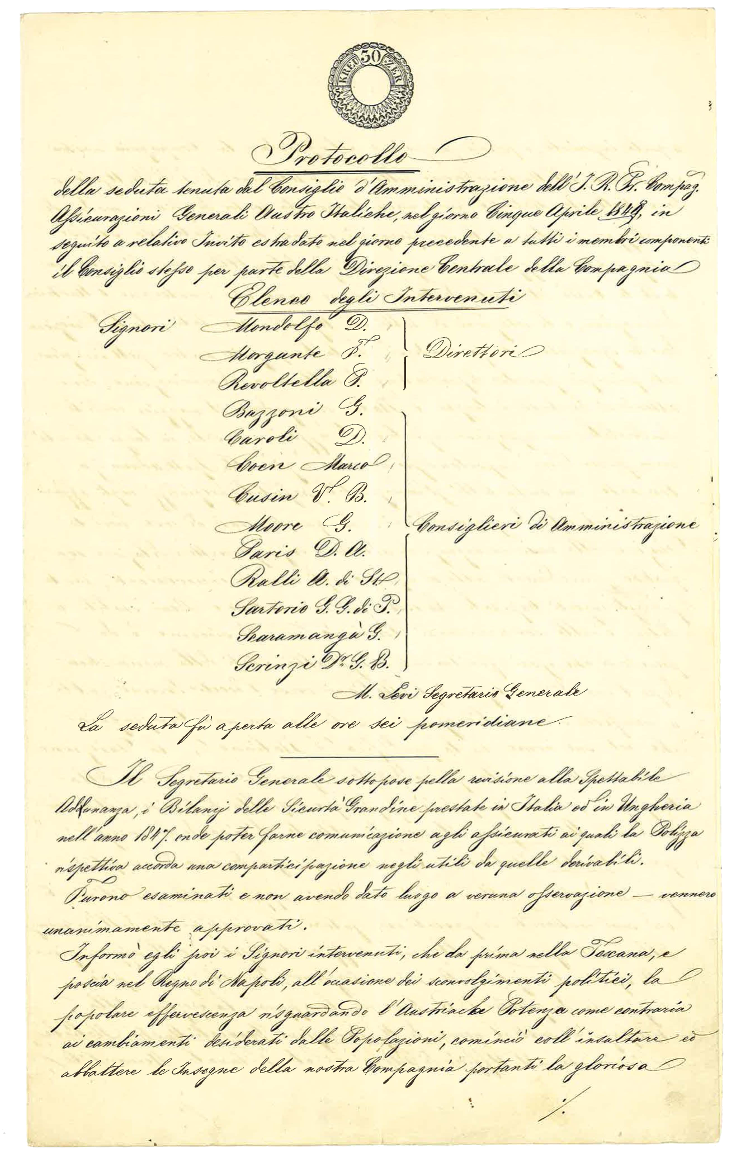 Verbale n. 48 del CdA (Trieste, 5 aprile 1848), p. 1