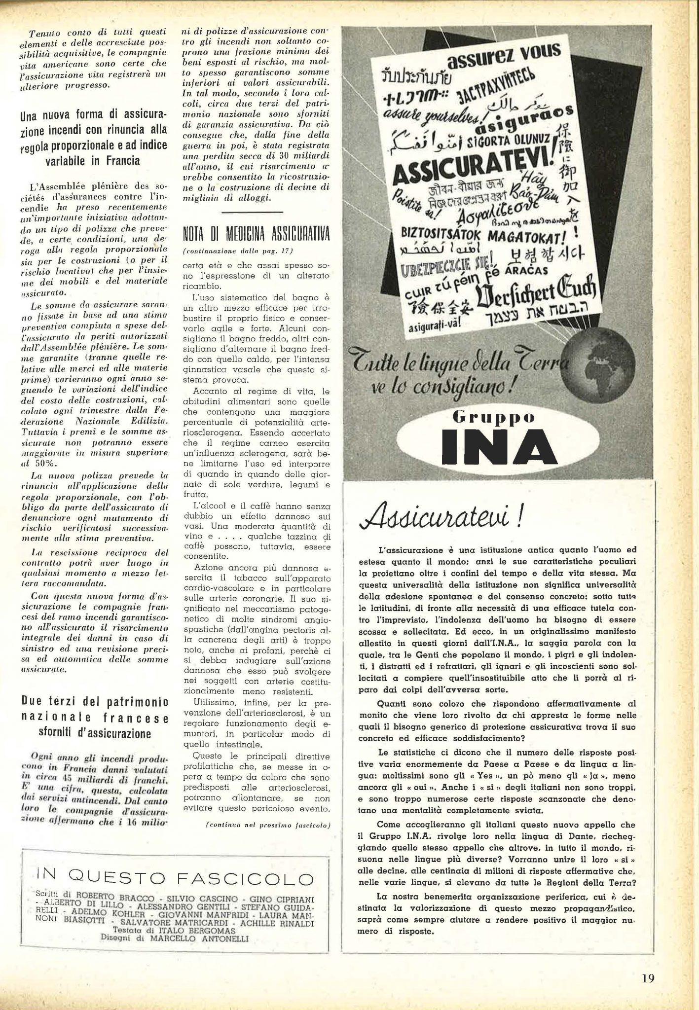 “Assicuratevi” nelle Cronache dell’INA (Roma, marzo 1954)