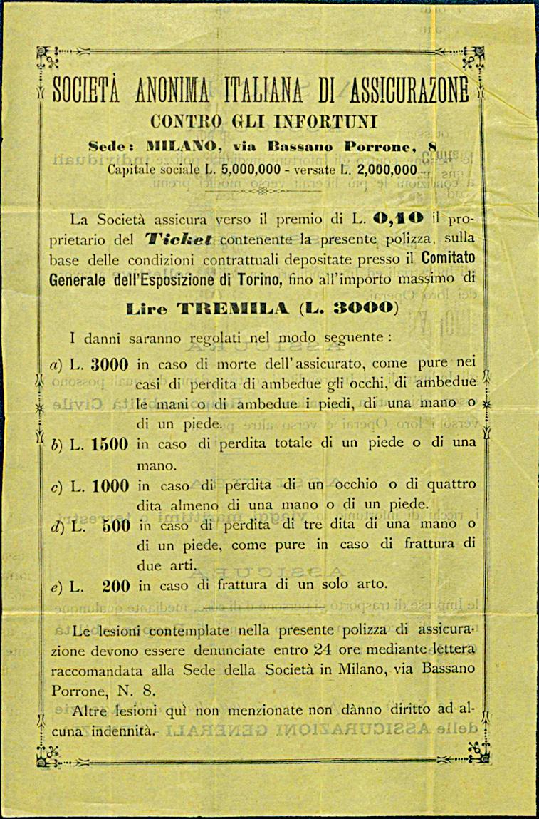 Condizioni di polizza [Milano, 1898]