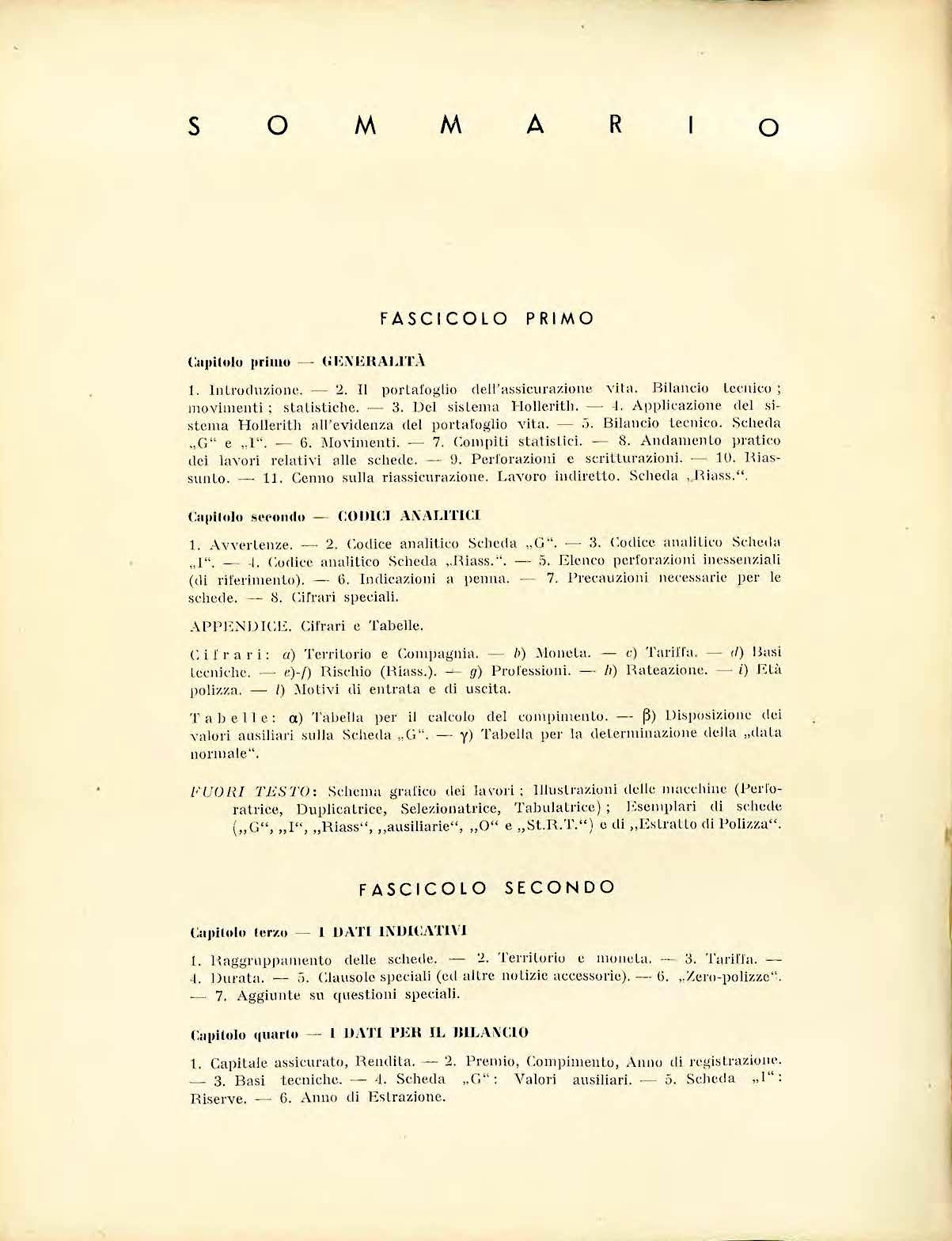 Fascicolo illustrativo dell’applicazione del sistema Hollerith redatto da Bruno de Finetti (Trieste, 1938), pagina interna