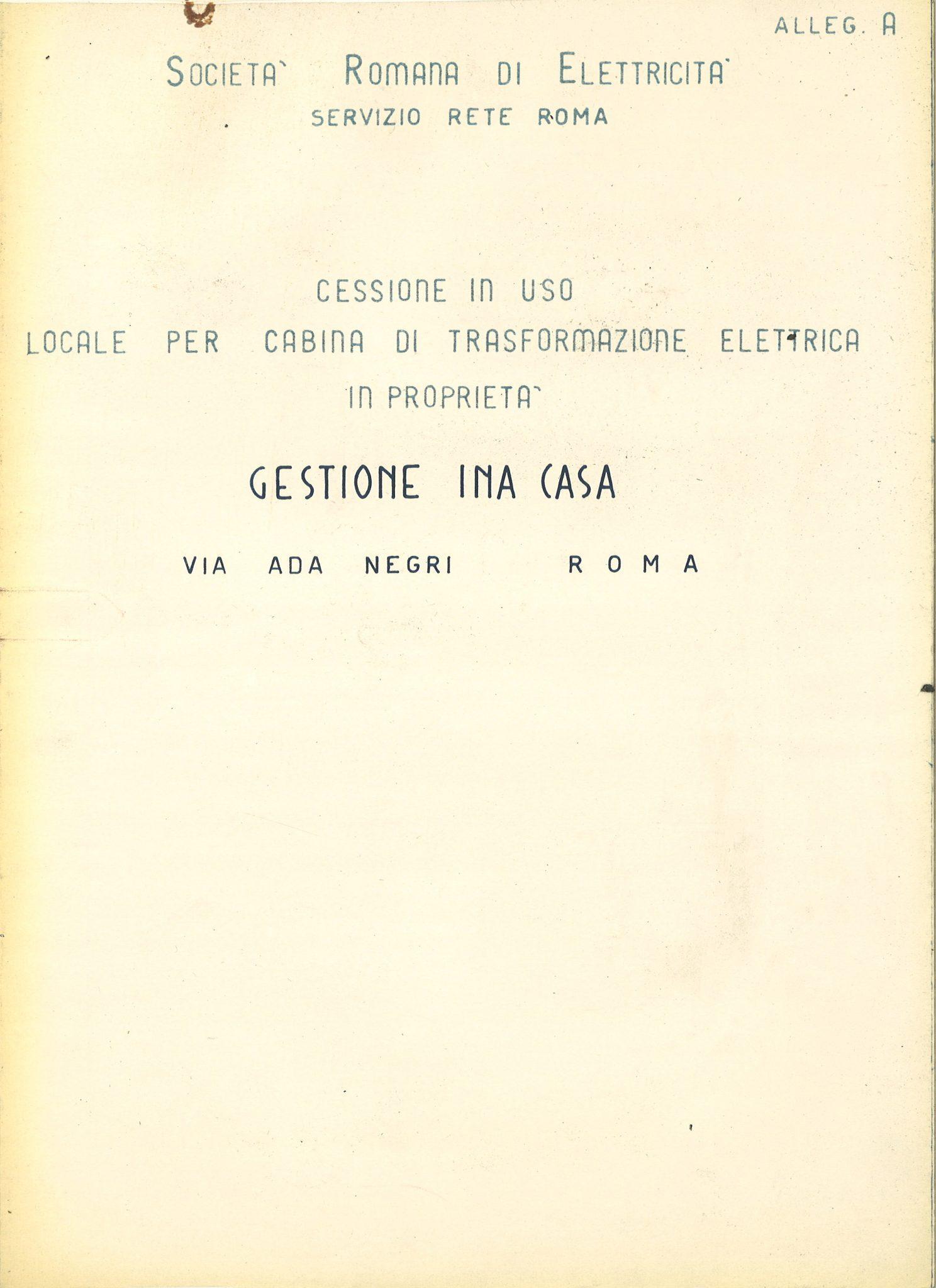 Elaborato per la cessione di locale della Gestione INA-Casa (1960)