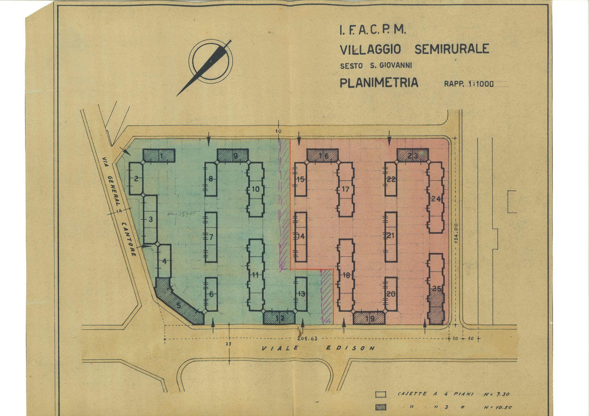 Planimetria Villaggio IFACPM in Sesto San Giovanni (1942)