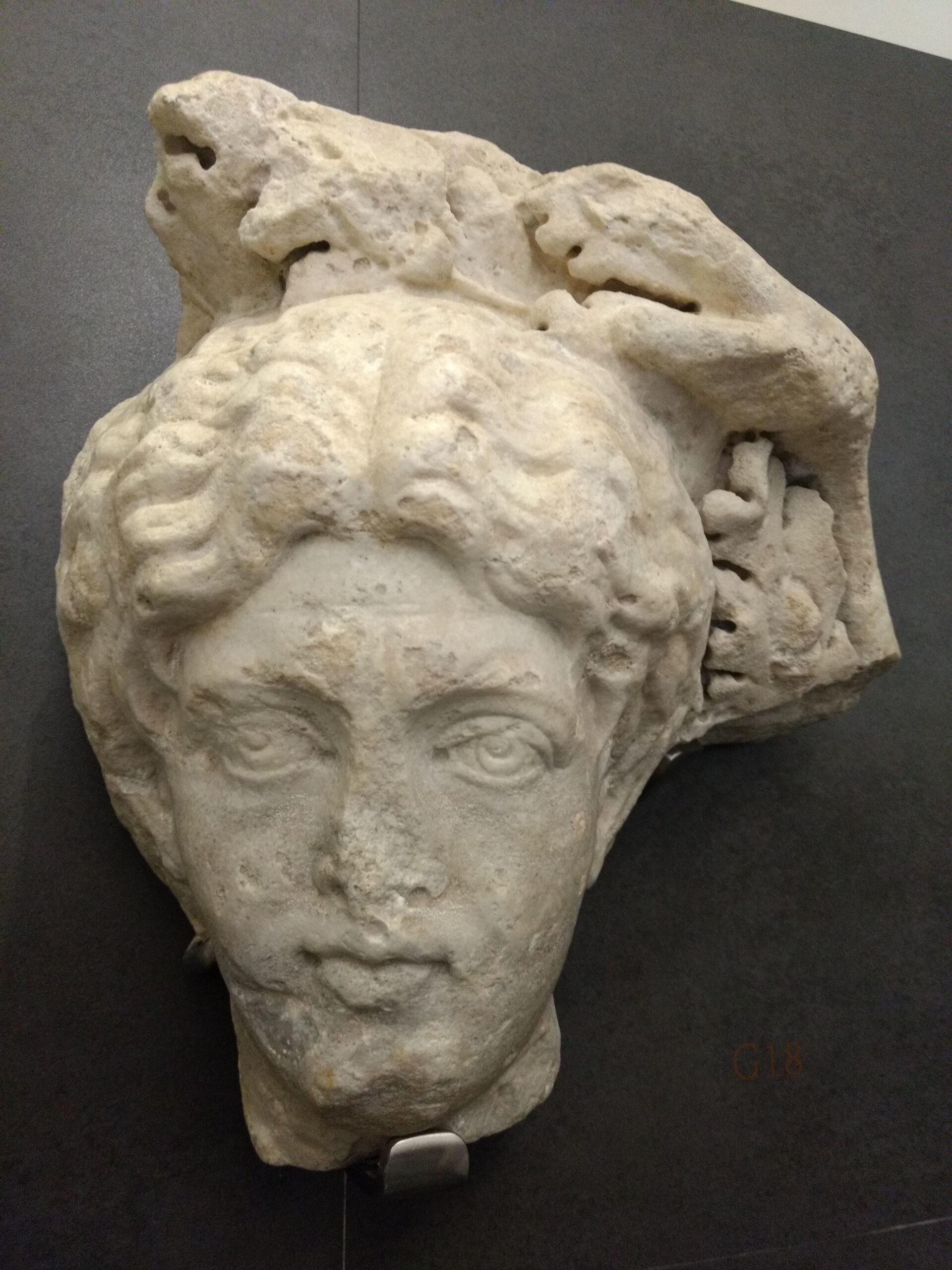 Testa femminile appartenente ad un clipeo (II-III sec. d.C.), Collezione archeologica