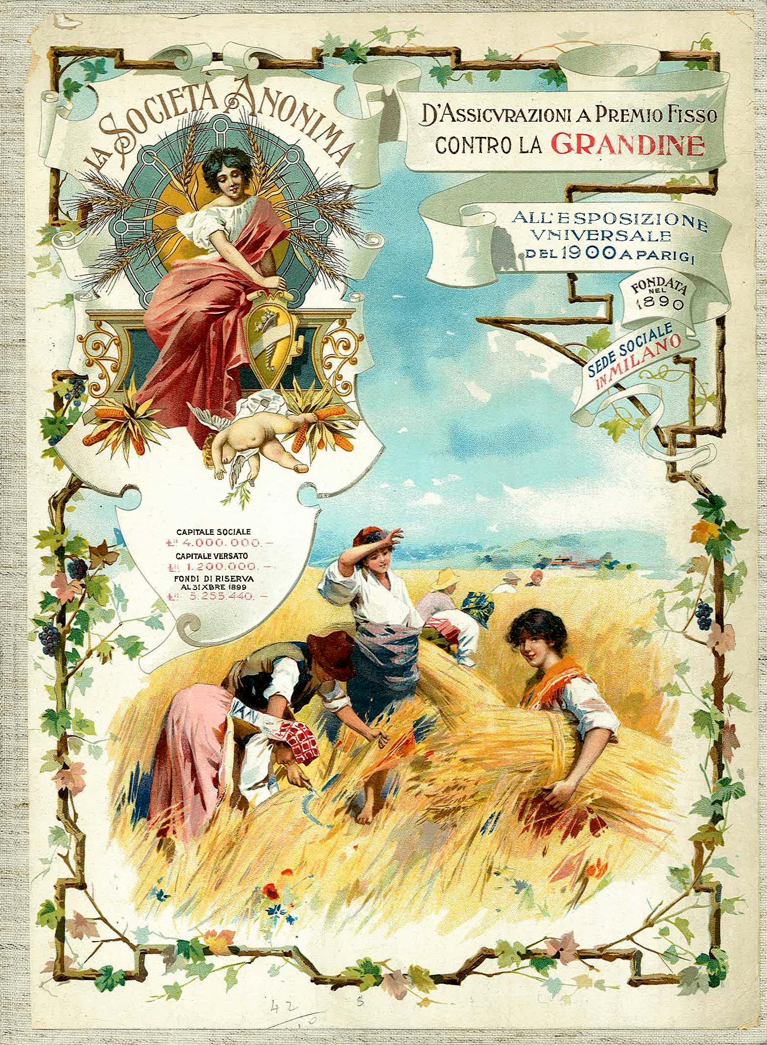 Memoria dell'Anonima Grandine all'Esposizione universale, coperta (Parigi, 1900)