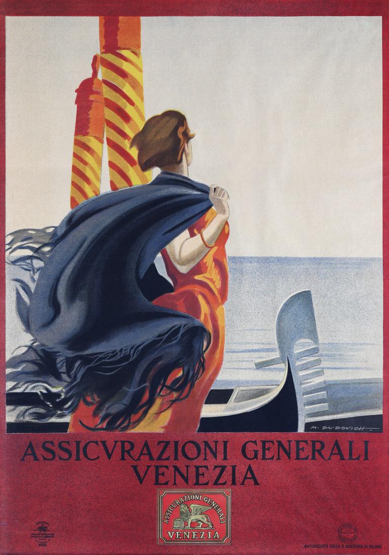 Marcello Dudovich, Manifesto Assicurazioni Generali Venezia, cromolitografia, 1928