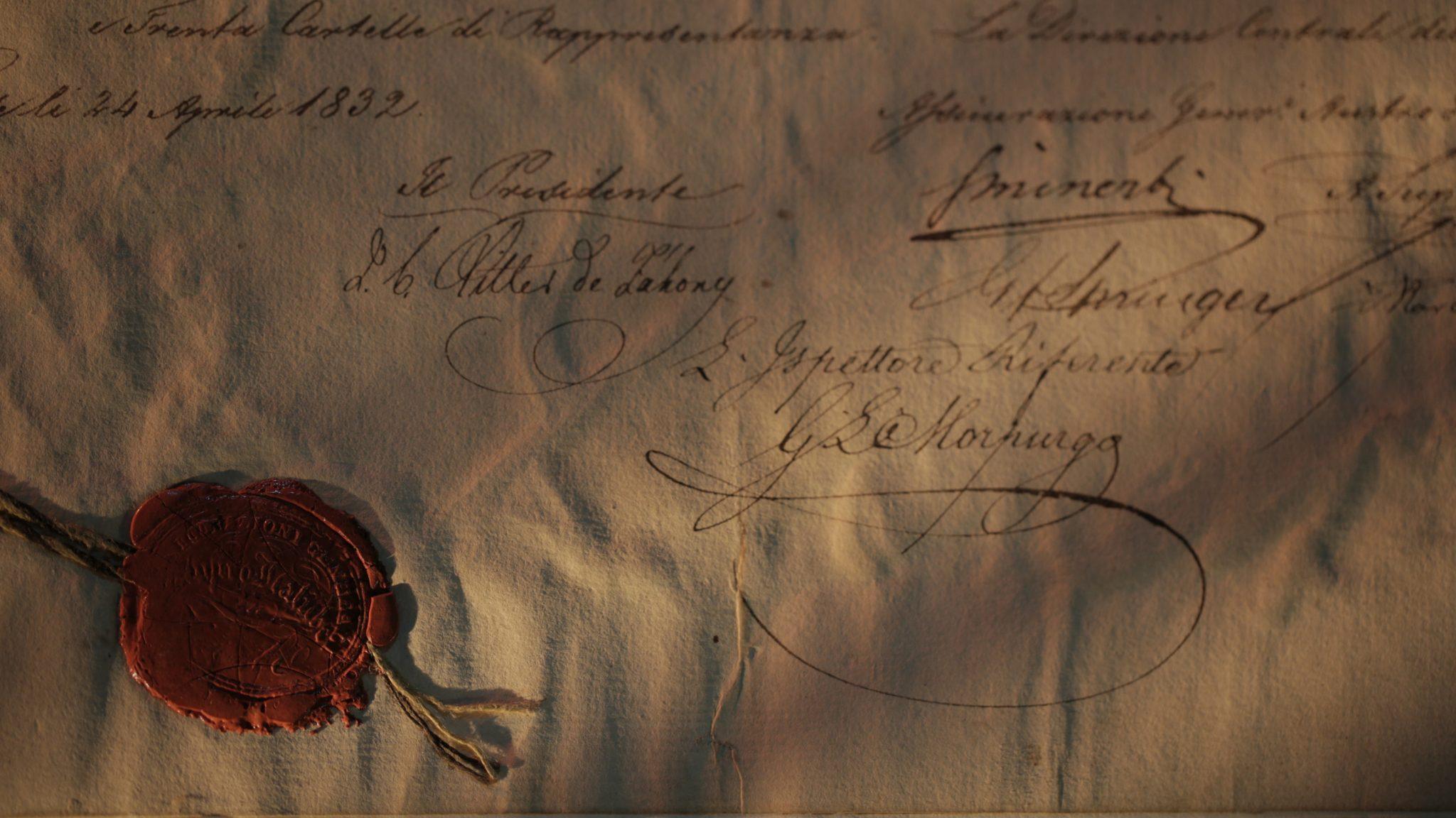 Directors' signatures on the first shareholders list (Trieste, April 24 1832)