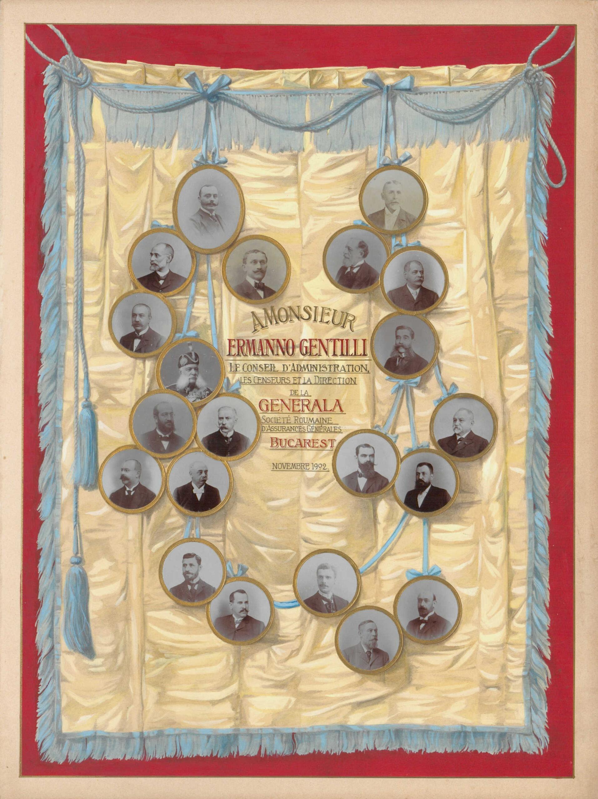 Giubilare per Ermanno Gentilli - 25° di sevizio, inviato dalla compagnia Generala, frontespizio (Bucarest, 1902)