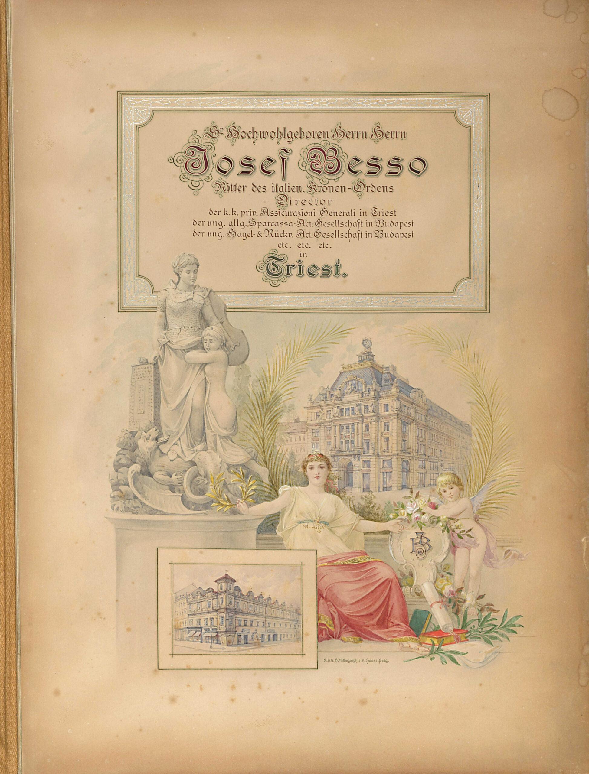 Giubilare per Giuseppe Besso - nomina a direttore, frontespizio (Praga, 1895)