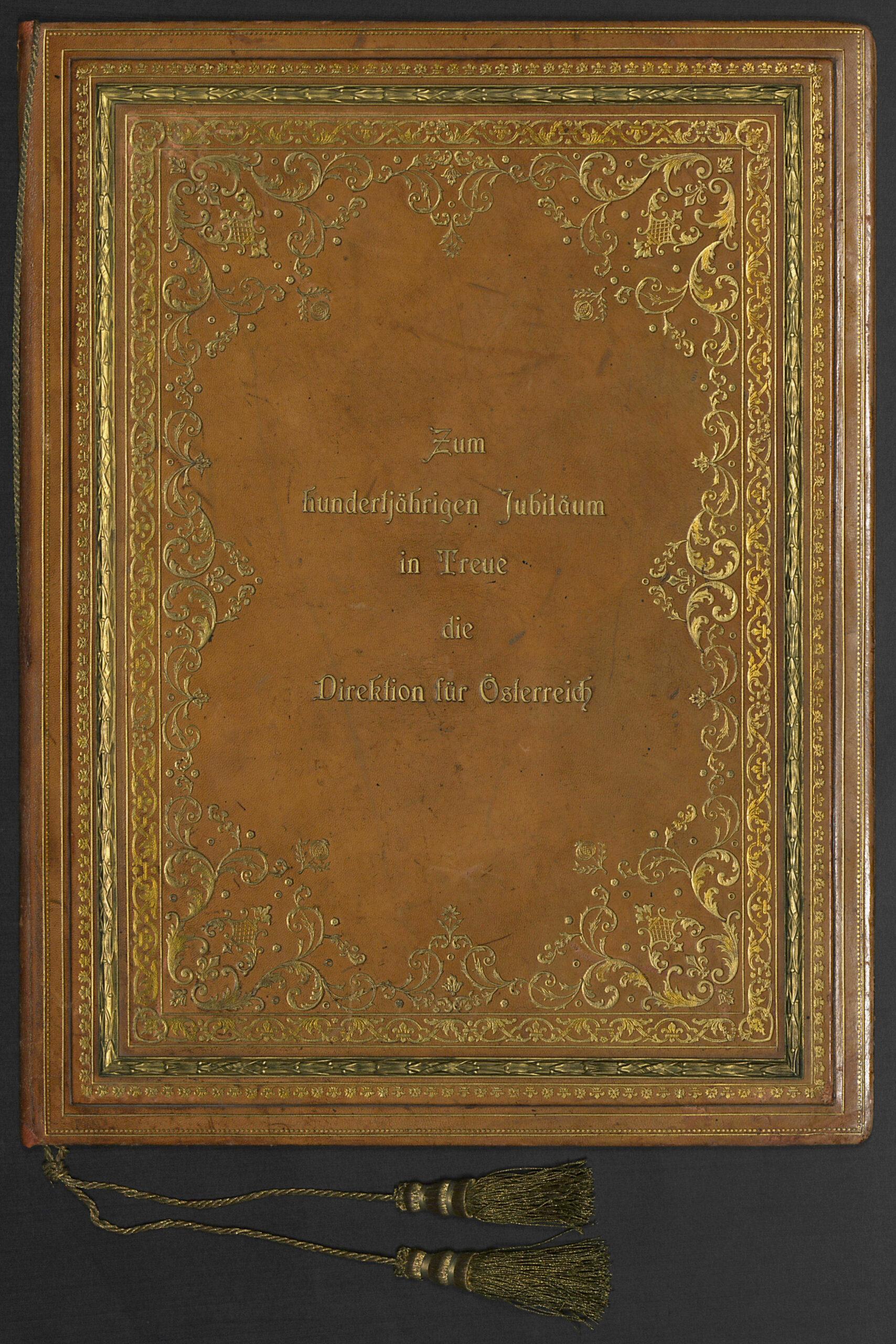 Giubilare per il 100° della fondazione di Assicurazioni Generali, inviato dalla Direzione per l'Austria, coperta (1932)