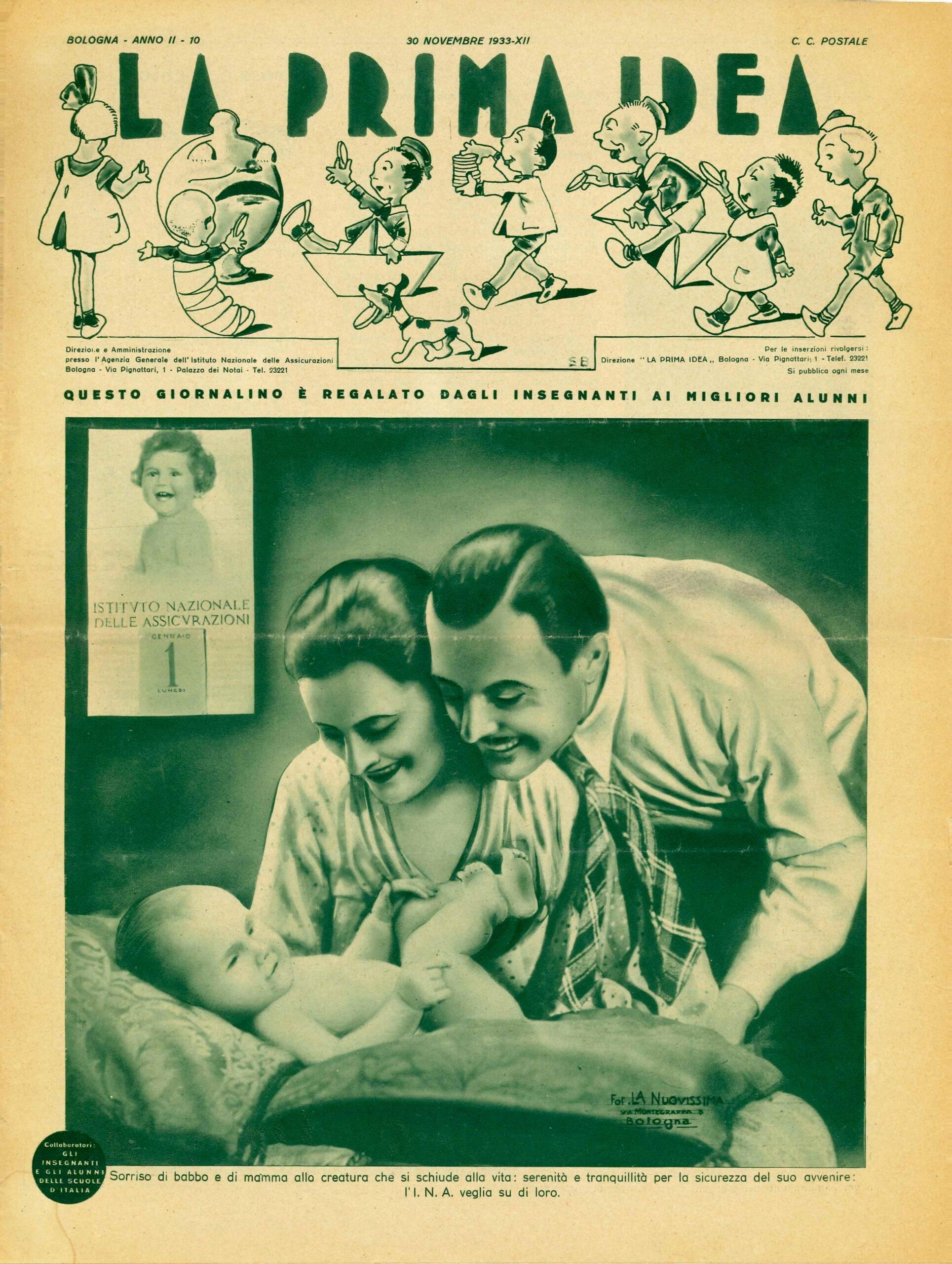 “La Prima Idea”, prima pagina (Bologna, anno II, n. 10, novembre 1933)