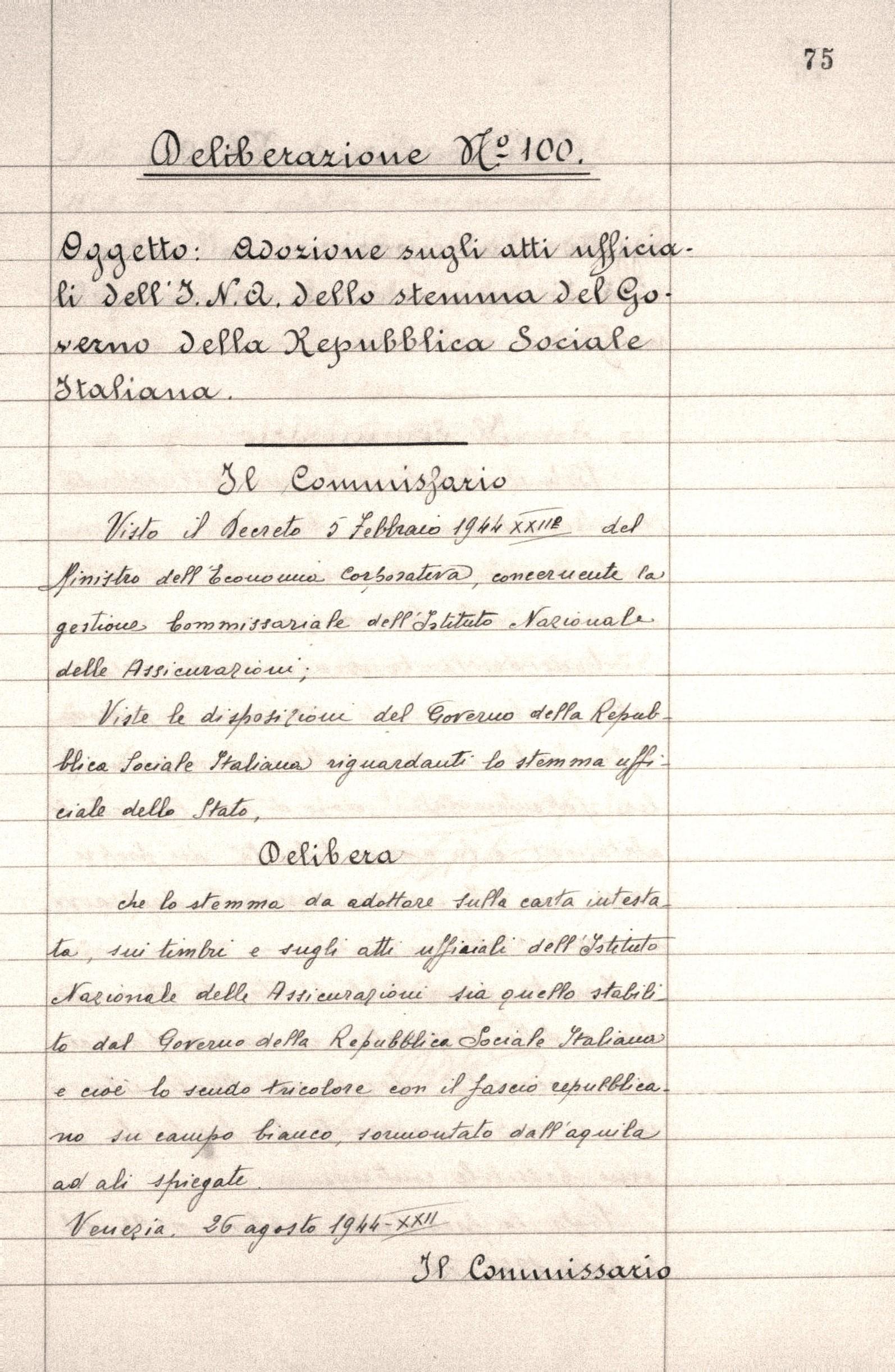 Deliberazione del Commissario Troilo (1944)