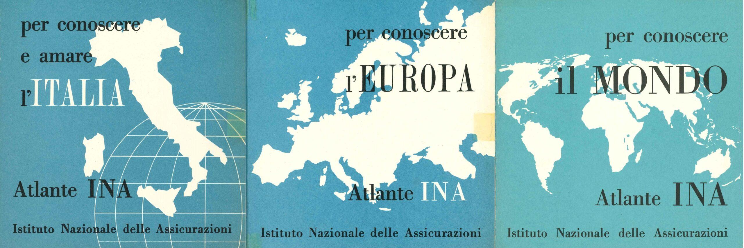 Opuscoli “Atlanti INA”, copertine anteriori (Novara, 1955-1966)