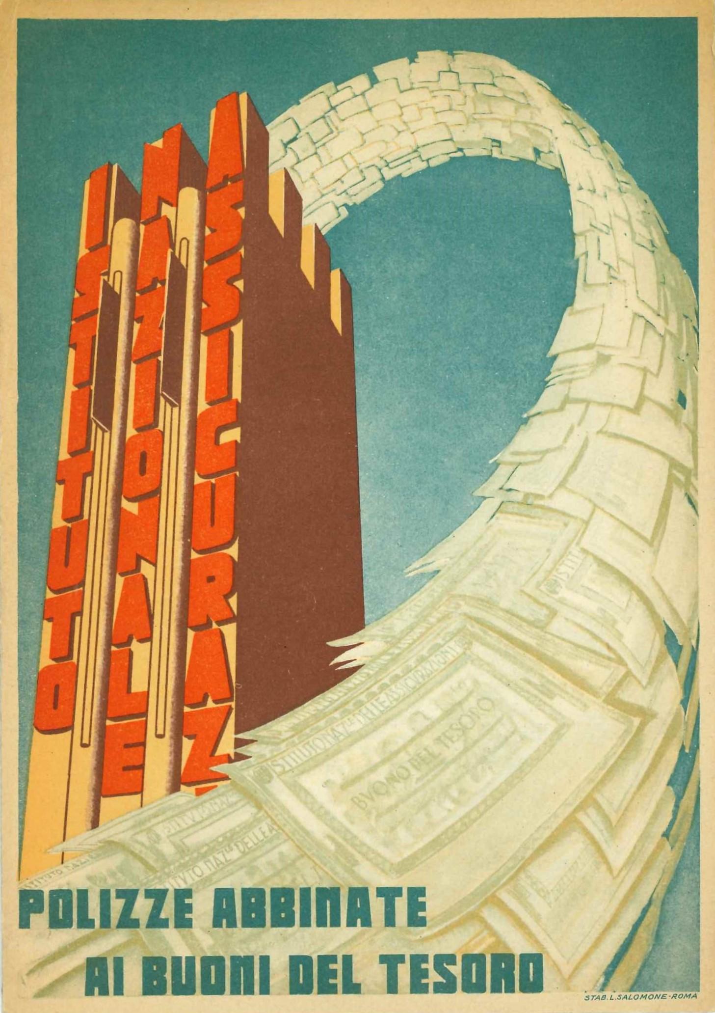 Pieghevole Polizze abbinate ai buoni del Tesoro, copertina anteriore (Roma, 1939-1940)