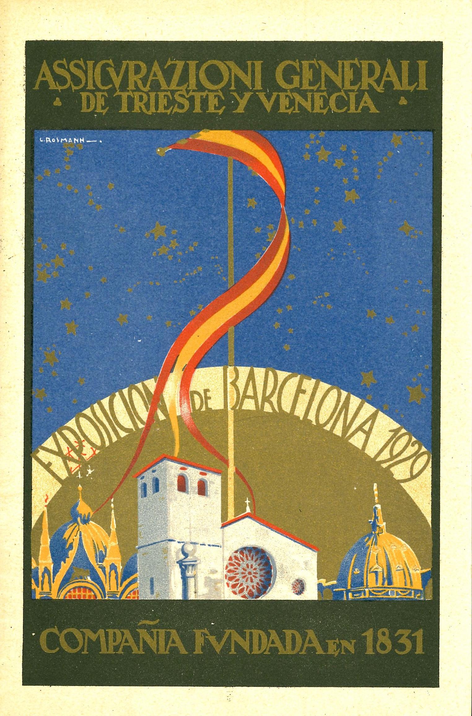 Memoria di Assicurazioni Generali all'Esposizione universale, coperta (Barcellona, 1929)
