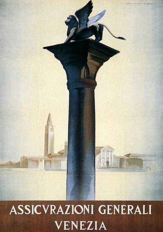 Marcello Dudovich, manifesto pubblicitario di Assicurazioni Generali (1935), Trieste, Collezione d’Arte Gruppo Generali 