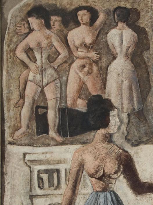 Massimo Campigli – Marché des femmes et de pots, 1929. Particolare 