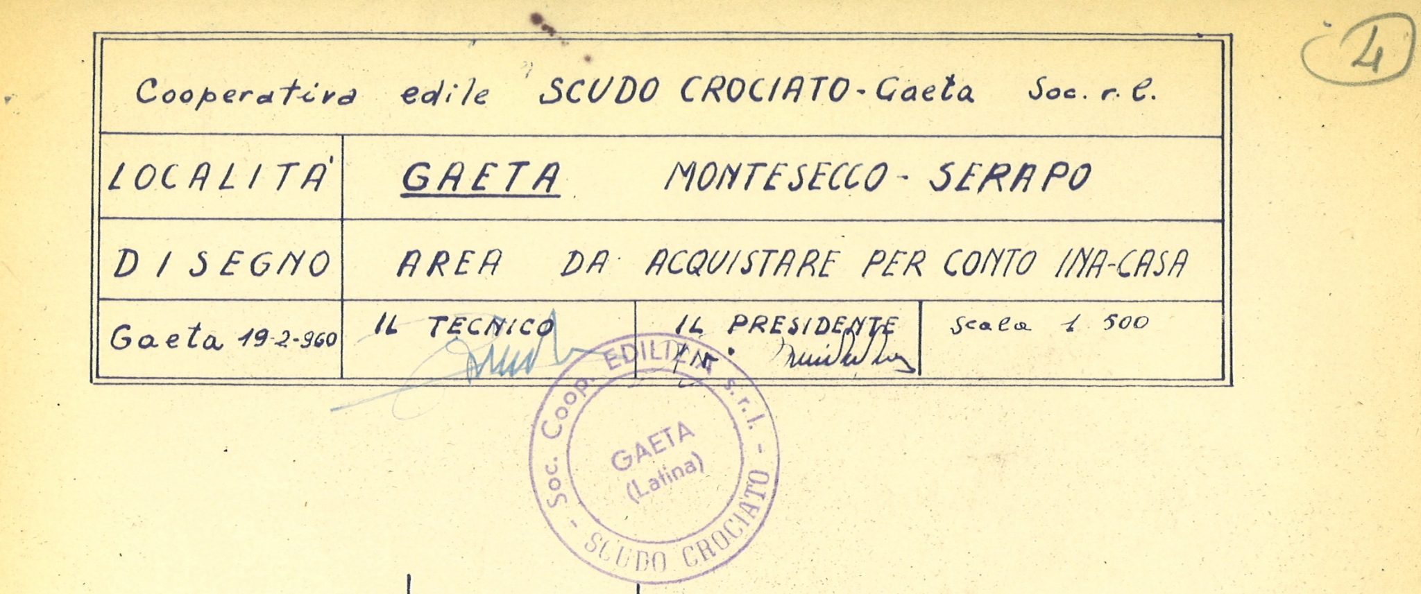 Measurement of area for INA-Casa constructions (Gaeta, 1960)