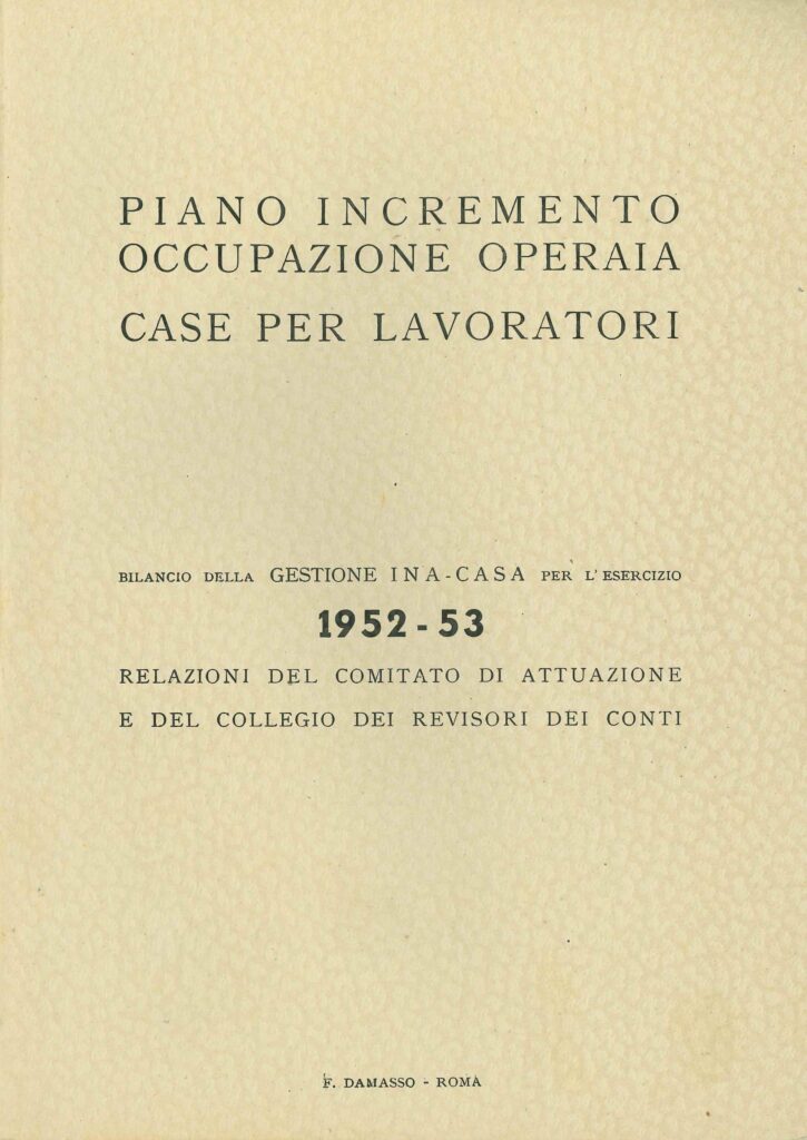 Financial statements of the INA-CASA plan for the business year 1952-1953