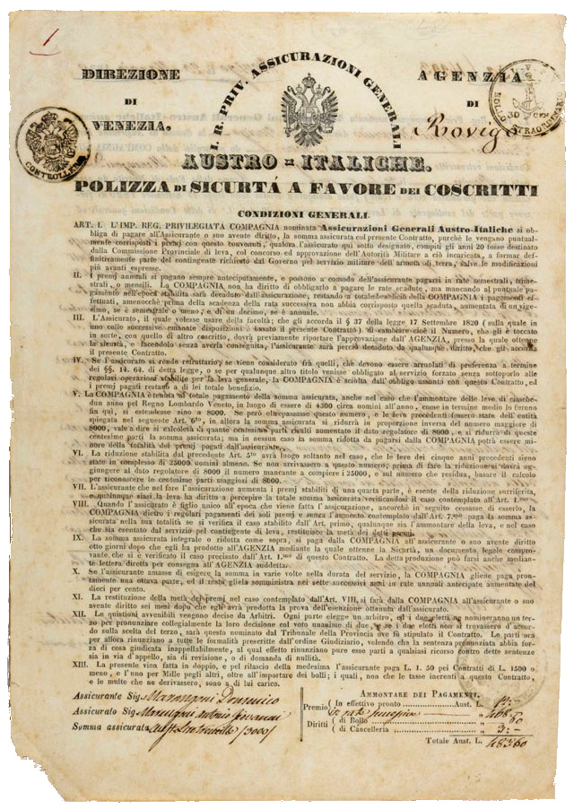Insurance in favour of conscripts (1838) / ph. Duccio Zennaro