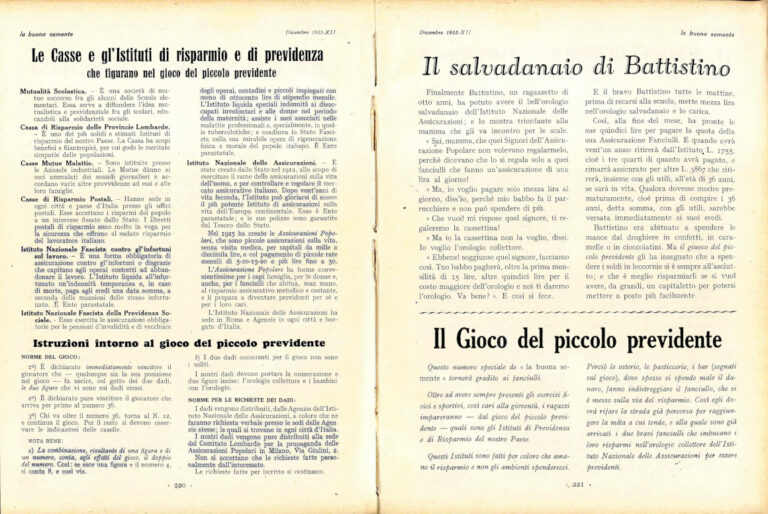 Page from “La Buona Semente” magazine dedicated to the game (1933)