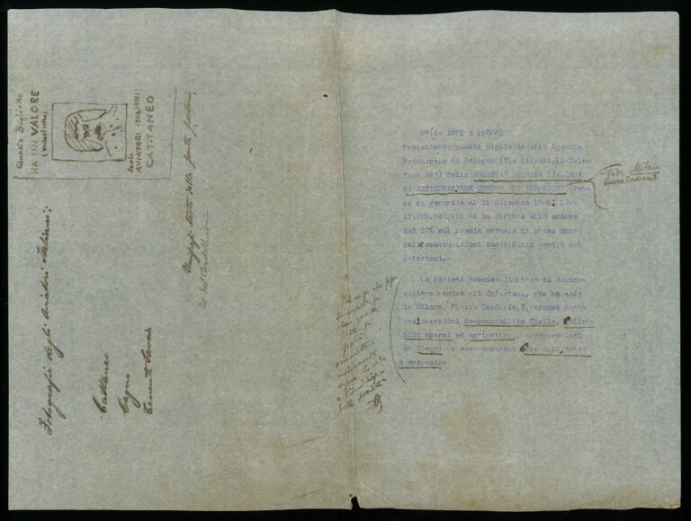 Sketches for Anonima Infortuni trading cards [1910]