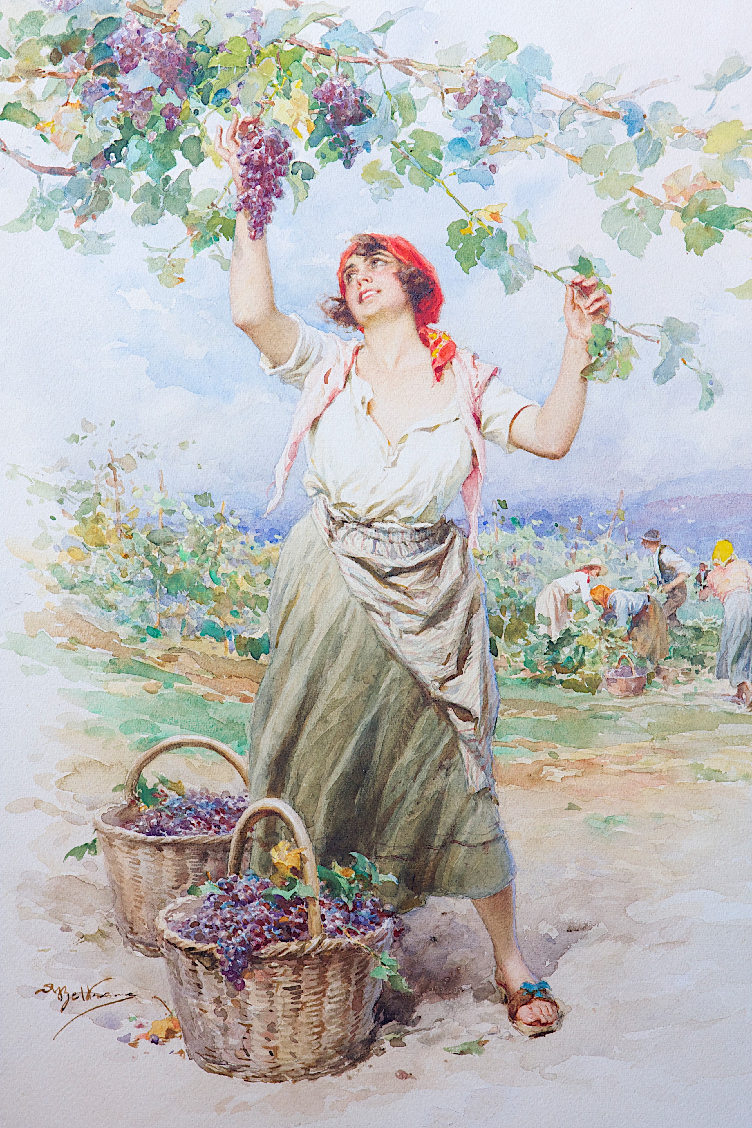 Achille Beltrame, Il raccolto dell’uva, olio su tela (1926) / ph. Massimo Goina 