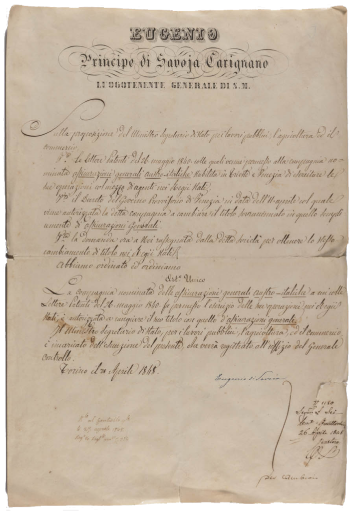 Decreto del Regno di Sardegna (Torino, 21 aprile 1848) / ph. Duccio Zennaro