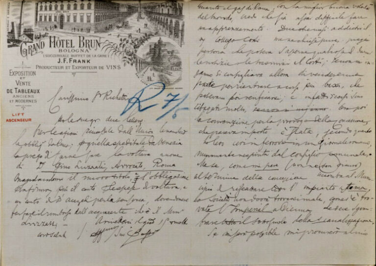 Lettera di Marco Besso a Edmondo Richetti (Bologna, 1898) / ph. Duccio Zennaro