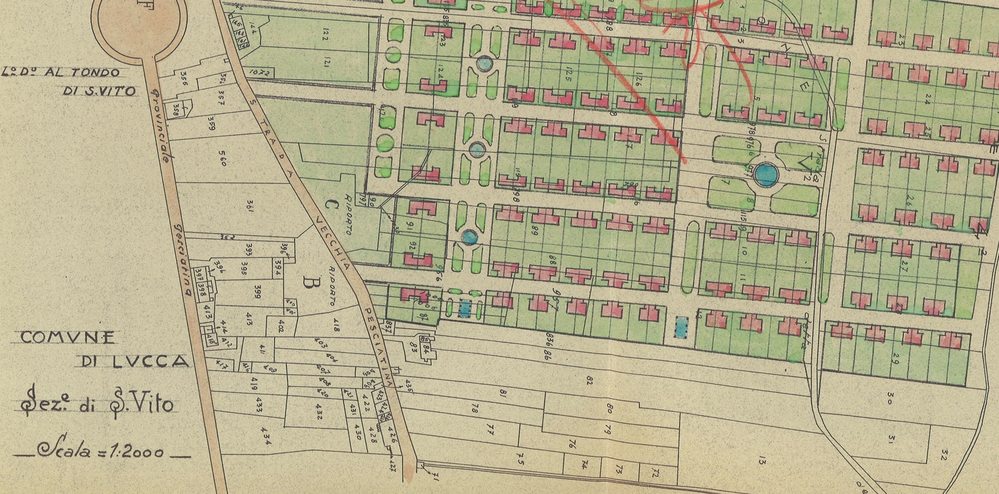 Planimetria Case Popolari IFACP in Lucca, San Vito (1940)