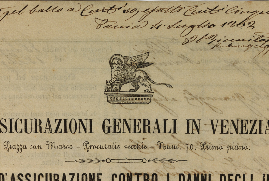 Polizza Mella (1862), particolare del leone