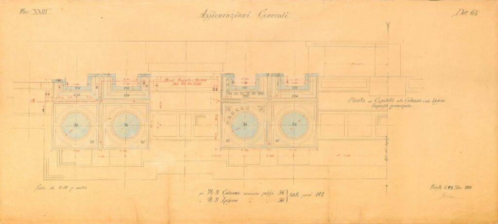 Sketch of the capitals of the main entrance to Palazzo Geiringer (1884)