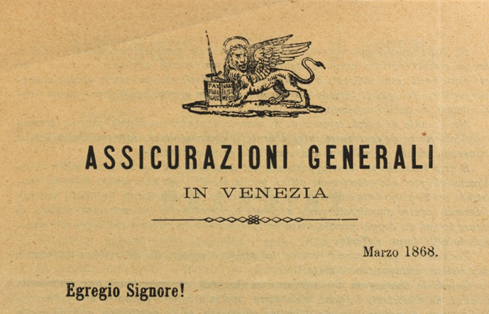 Volantino agenzia di Padova (1868), particolare del leone / ph. Duccio Zennaro