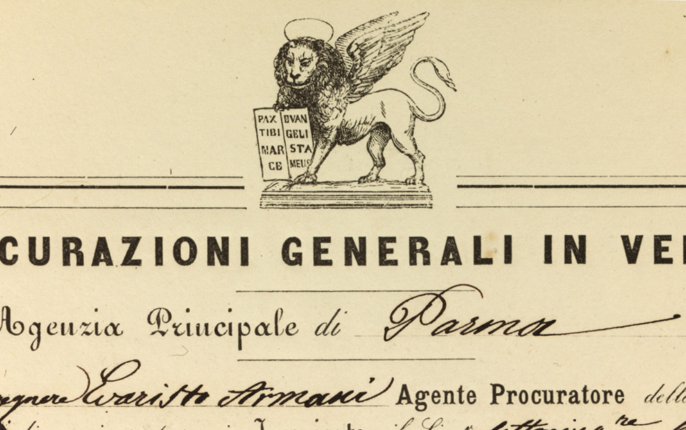 Mandato agenziale di Parma (1860), particolare del leone / ph. Duccio Zennaro