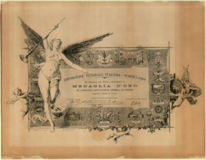 Gold medal diploma (Turin, 1884)