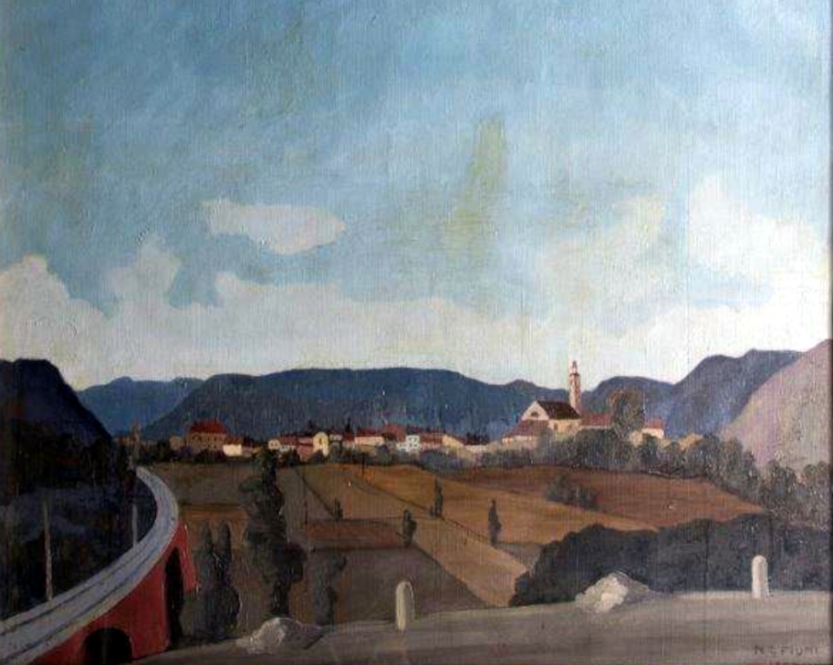Napoleone Giovanni Fiumi, Il viadotto, oil on canvas (1938)