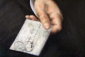 Luigi Sorio, Masino Levi, olio su tela (fine XIX sec.), particolare / ph Massimo Goina