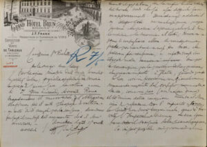 Letter from Marco Besso to Edmondo Richetti (Bologna, 1898) / ph. Duccio Zennaro