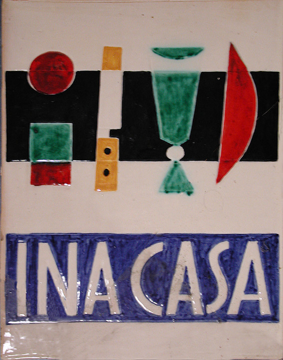 Targa INA-CASA in Ceramica policroma – design vintage anni ’50 - da  COLLEZIONE 