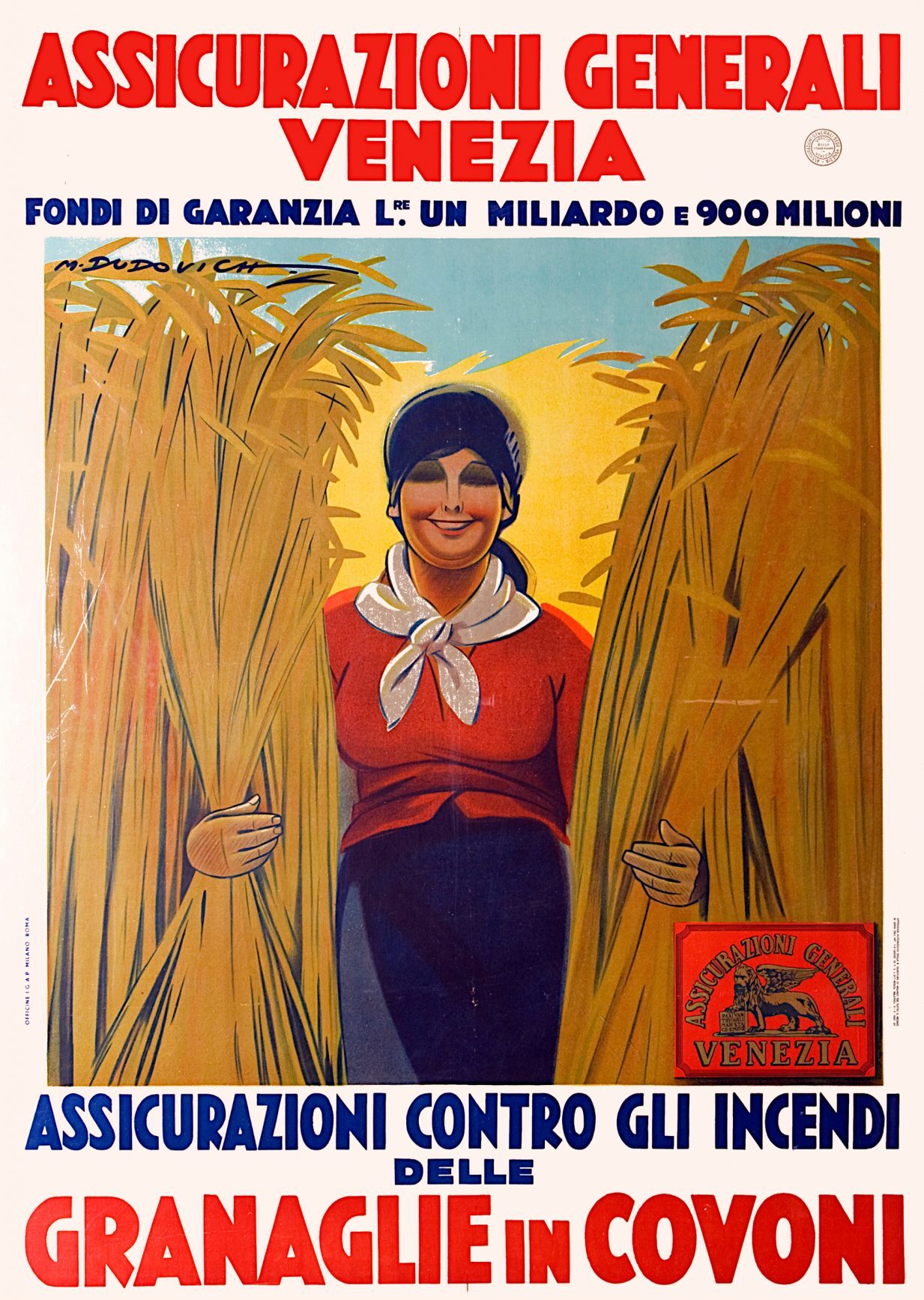 Marcello Dudovich, Assicurazioni Generali Venezia advertising poster (1926)