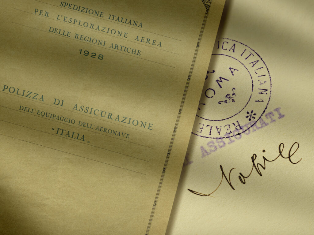 Polizza di assicurazione dell’equipaggio del dirigibile Italia (Roma, 5 aprile 1928) / ph. Massimo Gardone